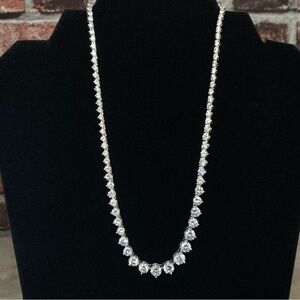 Diamonique Sterling 20.45 Ct Graduated 17" Line Necklace w/ Box and papers